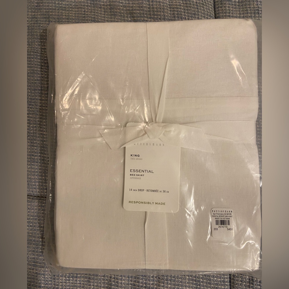 Pottery Barn White Linen Cotton Bed Skirt